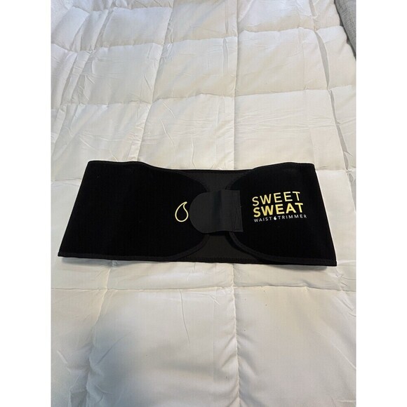 Sweet Sweat Waist Trimmer Band (Women & Men) Trainer Belt - Black Yellow Size M - Picture 2 of 5